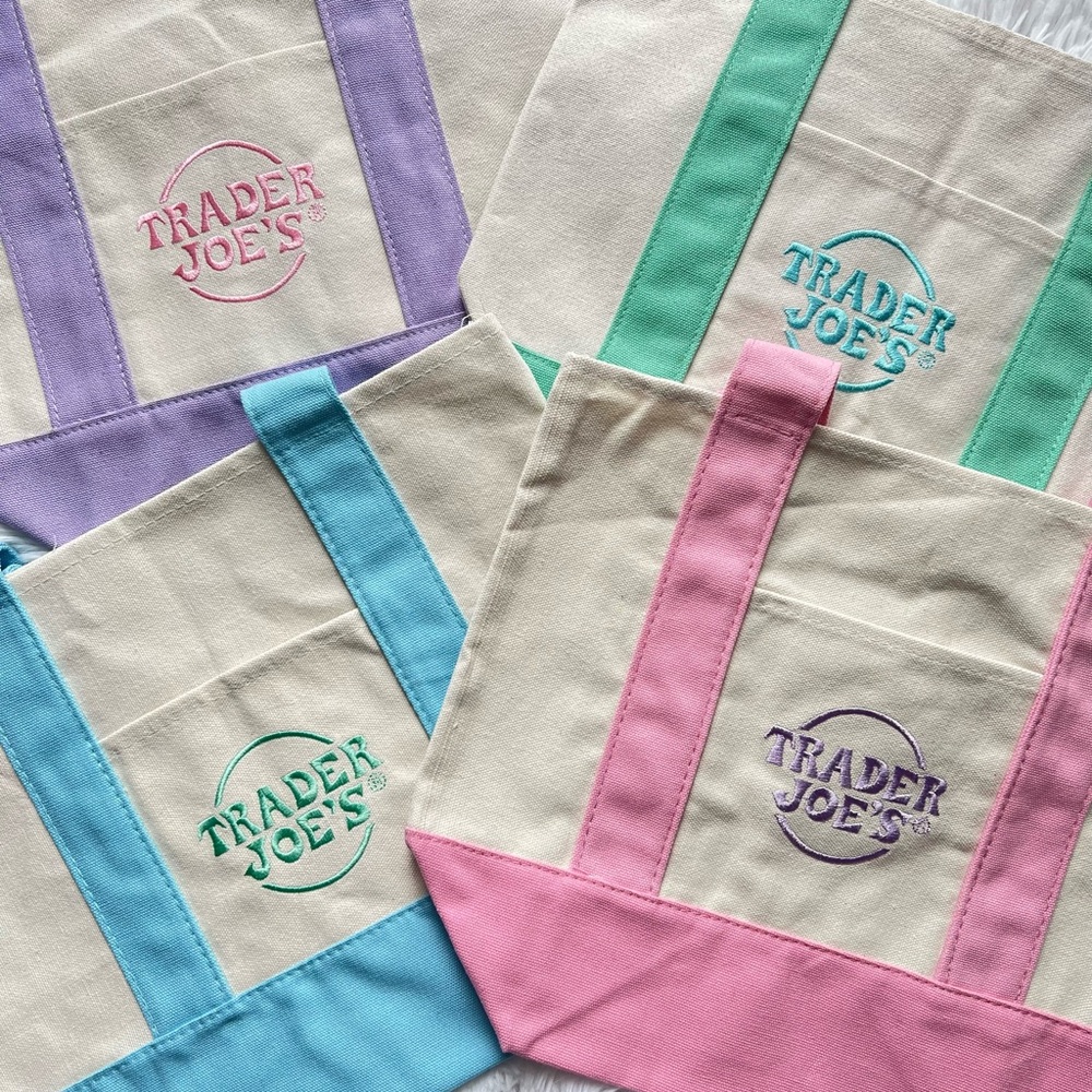 Trader Joe’s Mini Canvas Tote Bags Pastel Collection